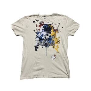 Southpole T Shirt Mens Large Cream Cosmos Space Astronaut Y2K School
